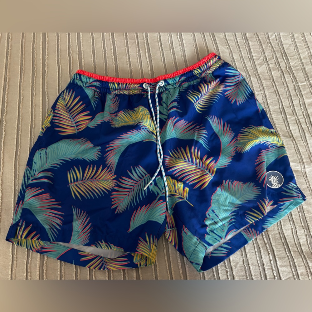 Chubbies Men’s Swim Trunks with Colorful Leaf Design 5.5 inch large